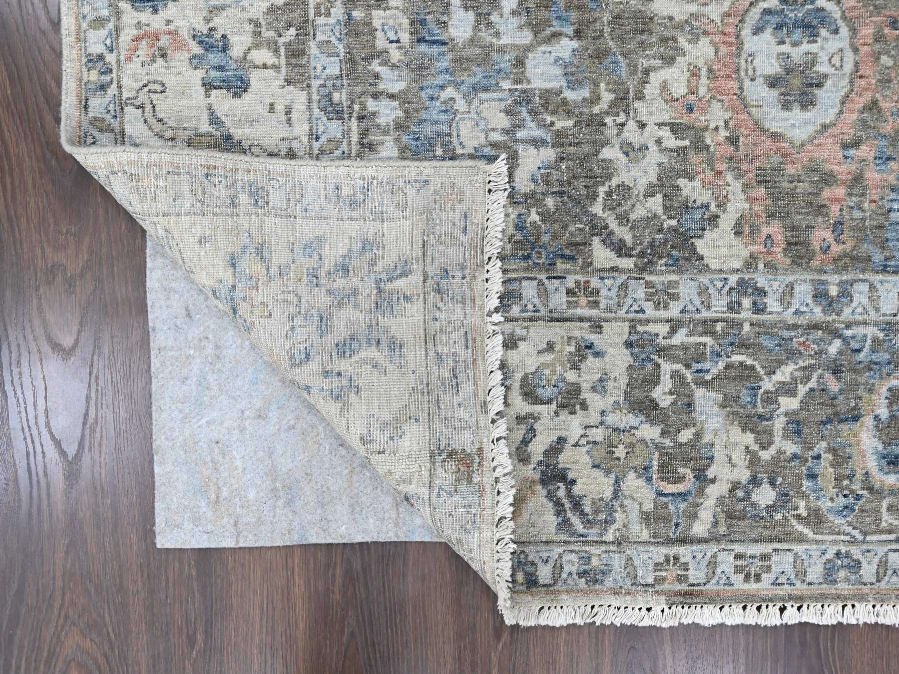 Persian Oushak hand-knotted wool rug in Blue, 8'3" x 11'1", SKU O010604 (view 4)