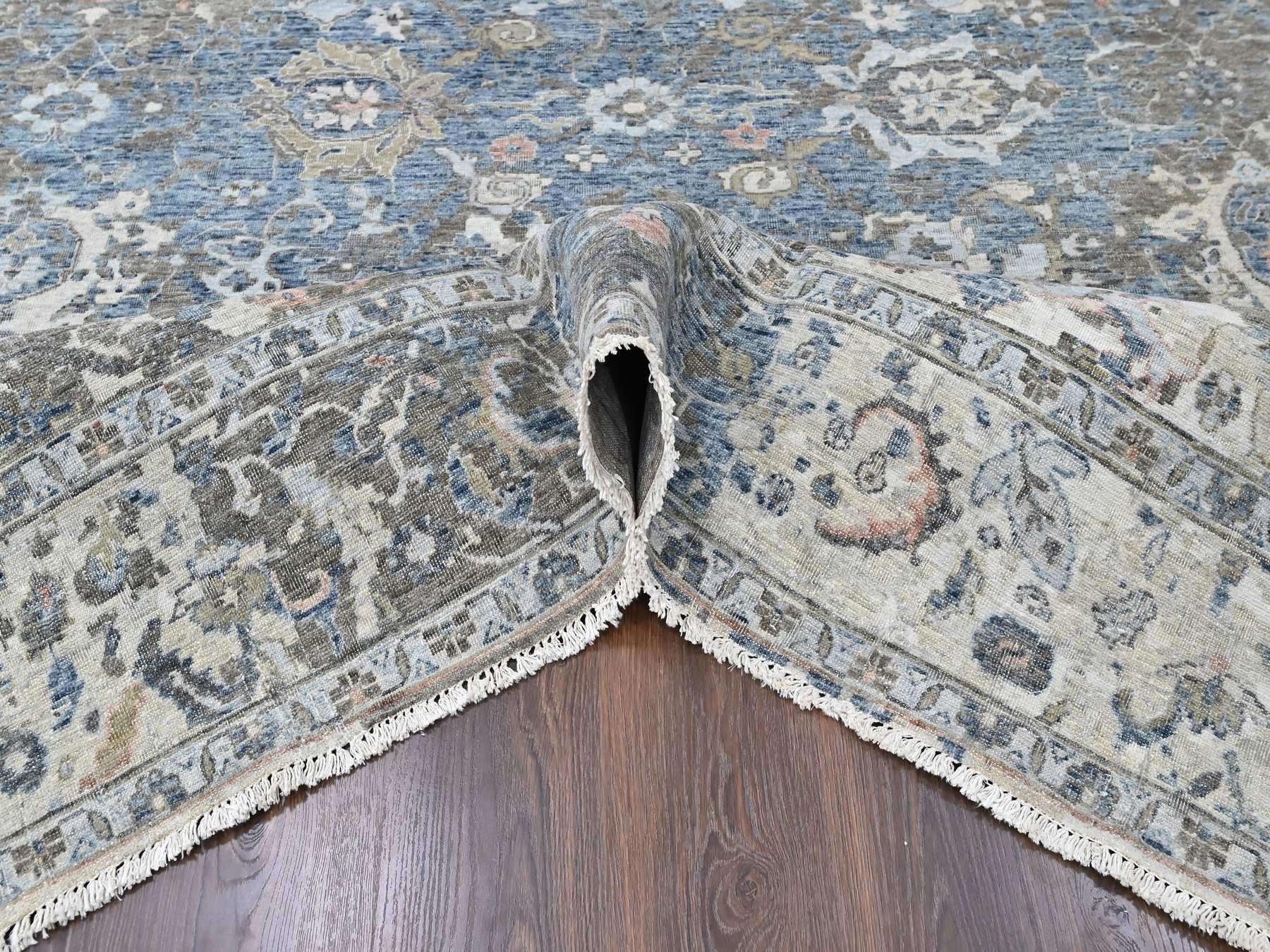 Persian Oushak hand-knotted wool rug in Blue, 8'3" x 11'1", SKU O010604 (view 5)