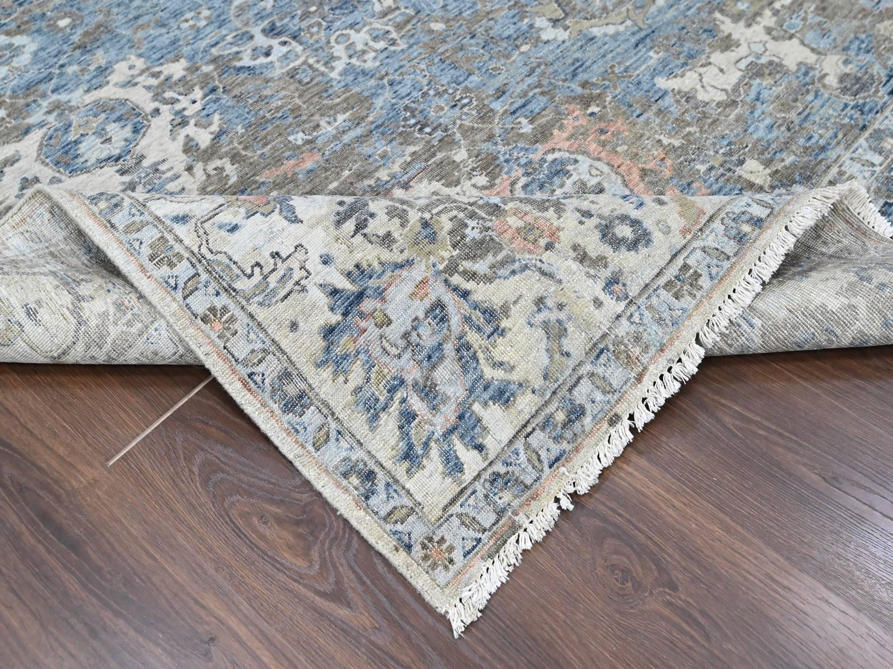 Persian Oushak hand-knotted wool rug in Blue, 8'3" x 11'1", SKU O010604 (view 6)