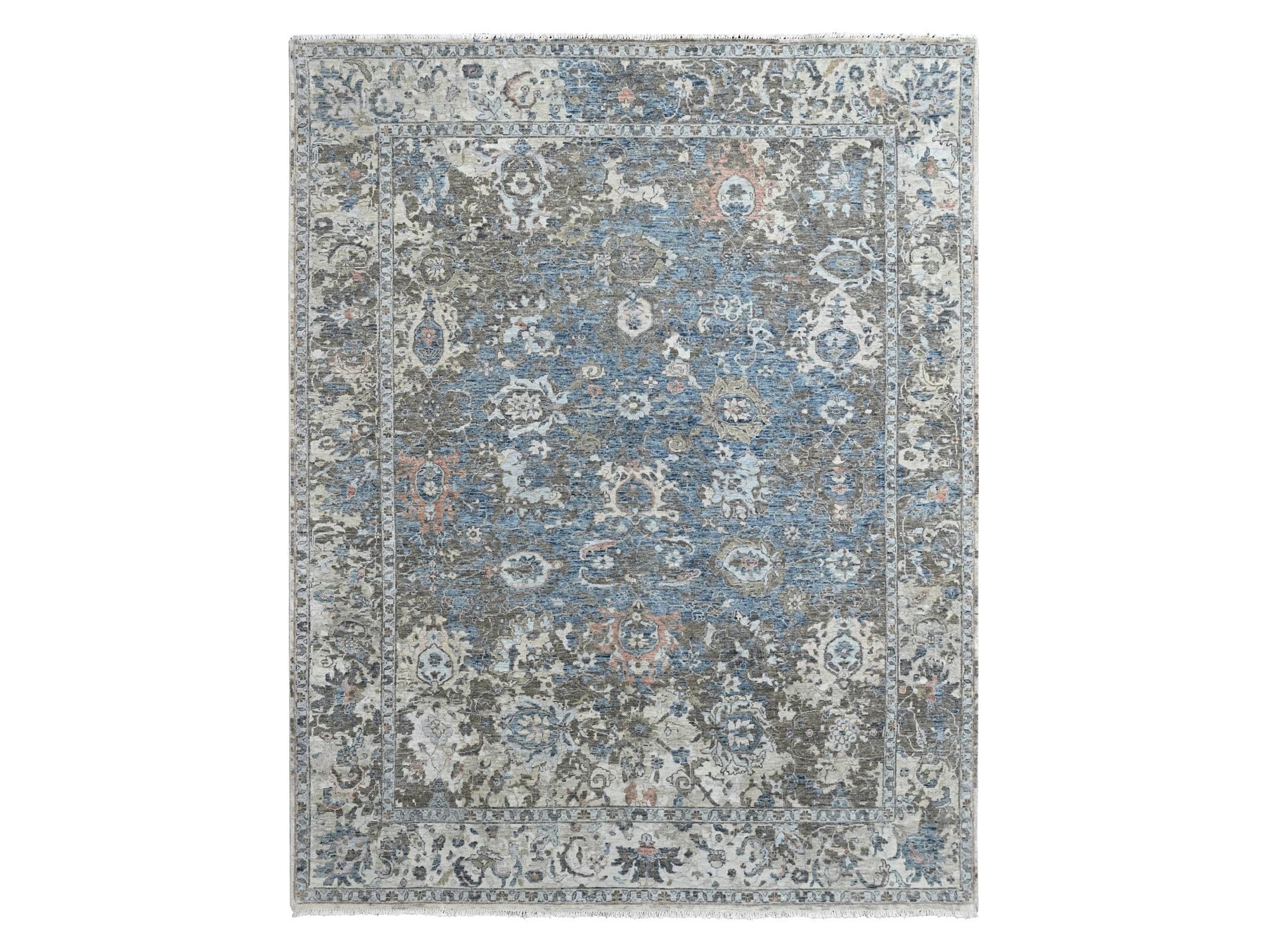 Persian Oushak hand-knotted wool rug in Blue, 8'4" x 11'4", SKU O010605
