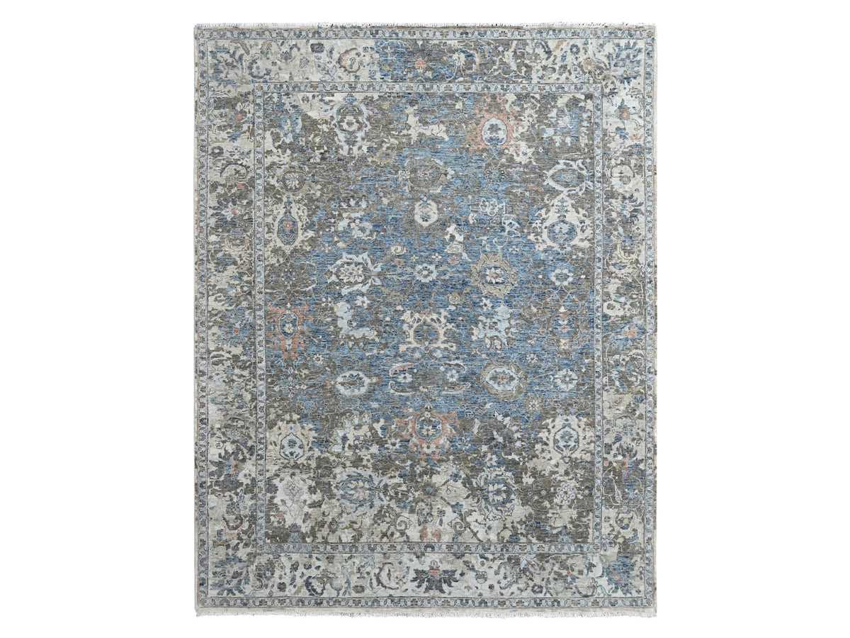 Persian Oushak hand-knotted wool rug in Blue, 8'4" x 11'4", SKU O010605