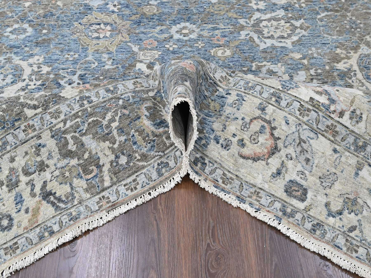 Persian Oushak hand-knotted wool rug in Blue, 8'4" x 11'4", SKU O010605 (view 5)