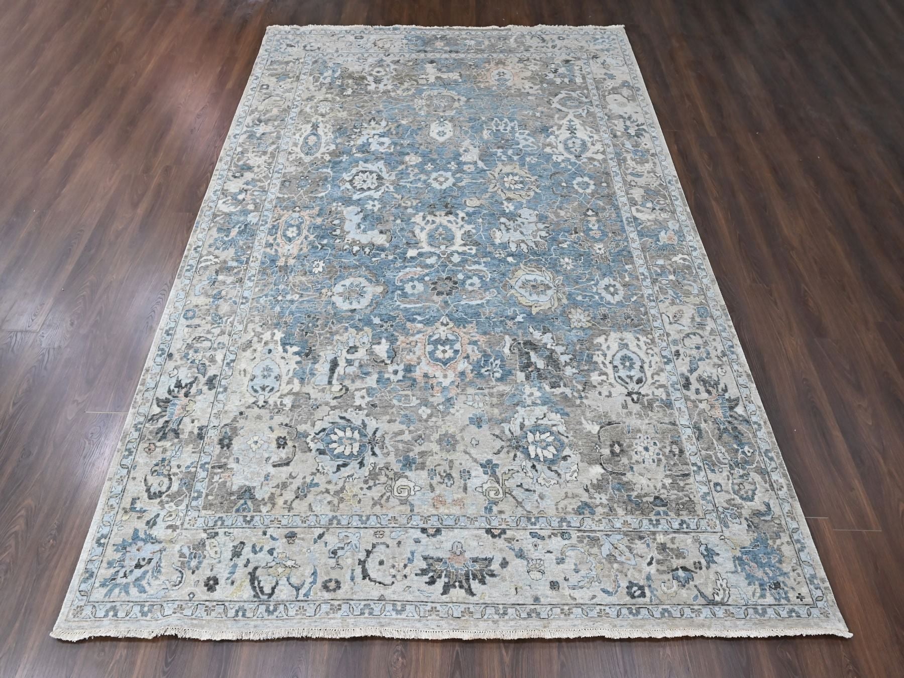 Persian Oushak hand-knotted wool rug in Blue, 9'3" x 13'4", SKU O010606 (view 2)