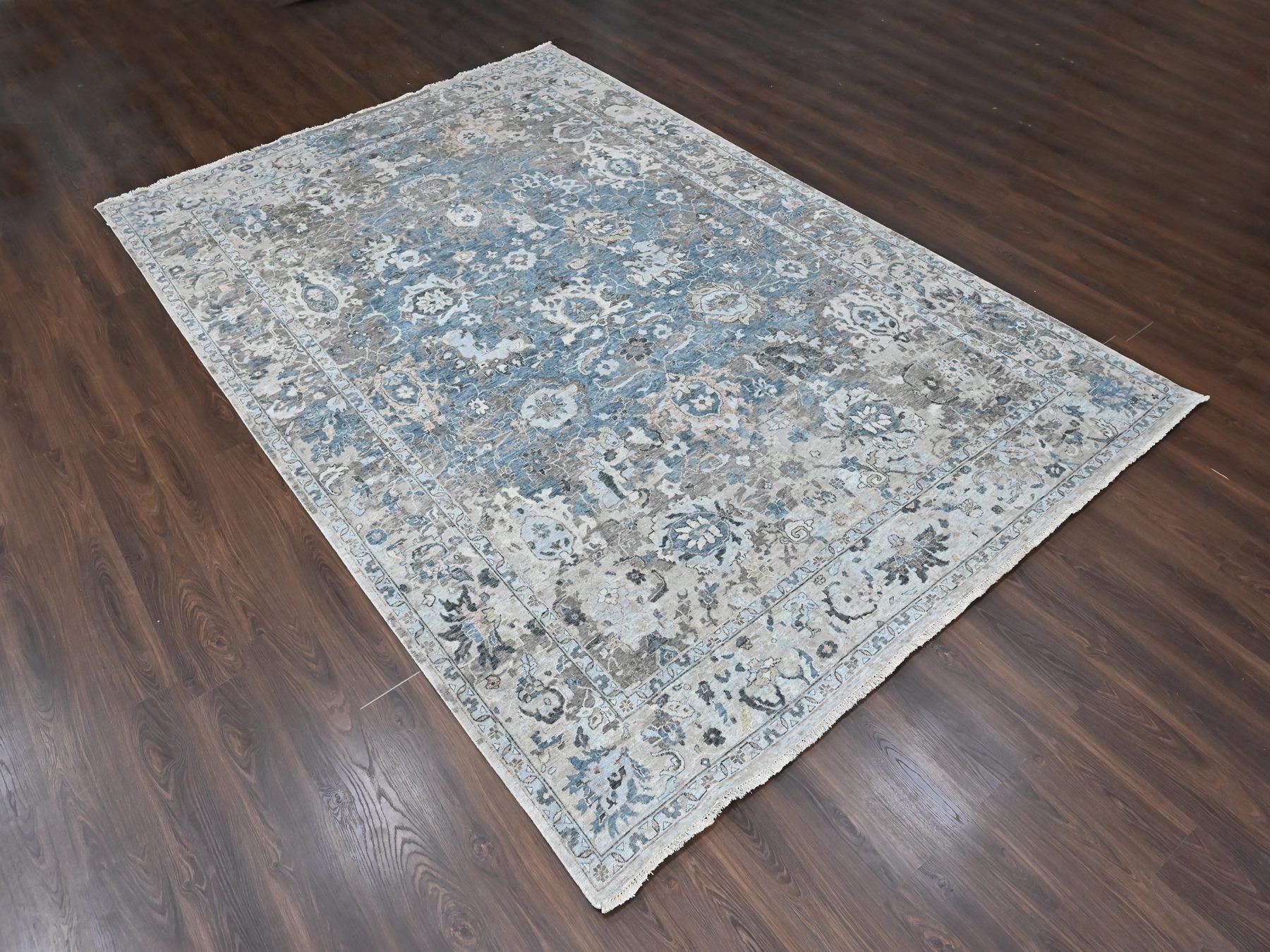 Persian Oushak hand-knotted wool rug in Blue, 9'3" x 13'4", SKU O010606 (view 3)