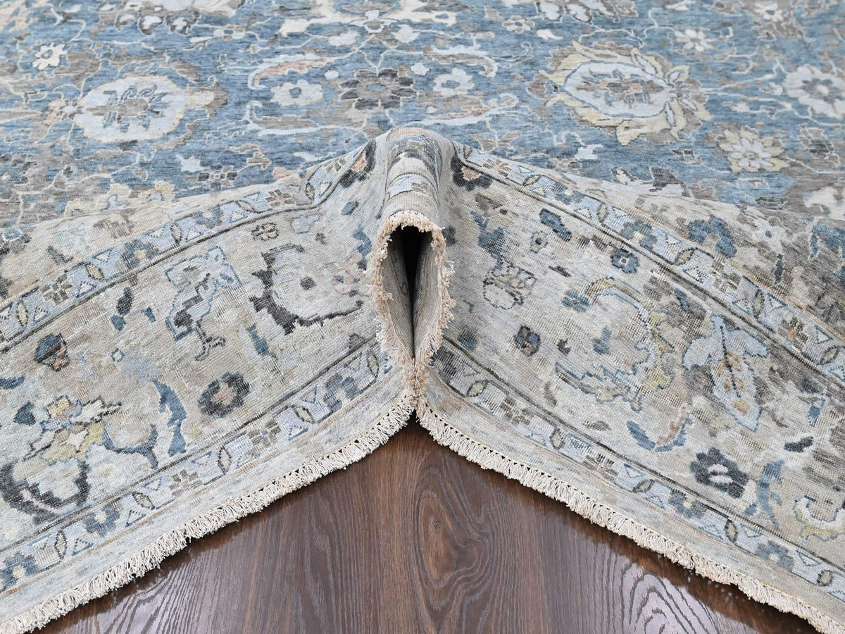 Persian Oushak hand-knotted wool rug in Blue, 9'3" x 13'4", SKU O010606 (view 5)