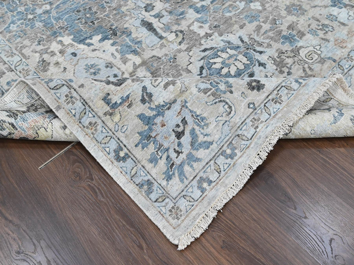 Persian Oushak hand-knotted wool rug in Blue, 9'3" x 13'4", SKU O010606 (view 6)