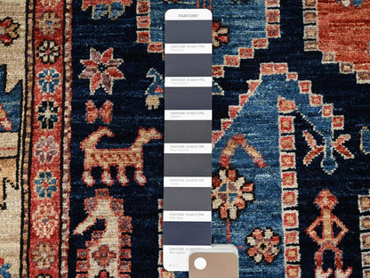 Blue 3'11" x 9'9" Tribal & Geometric Hand knotted Wool Rug - Sku: O01065