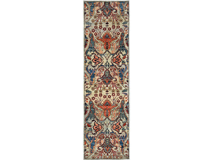 Tribal & Geometric hand-knotted wool runner in Gray, 2'9" x 9'10" — SKU O01068