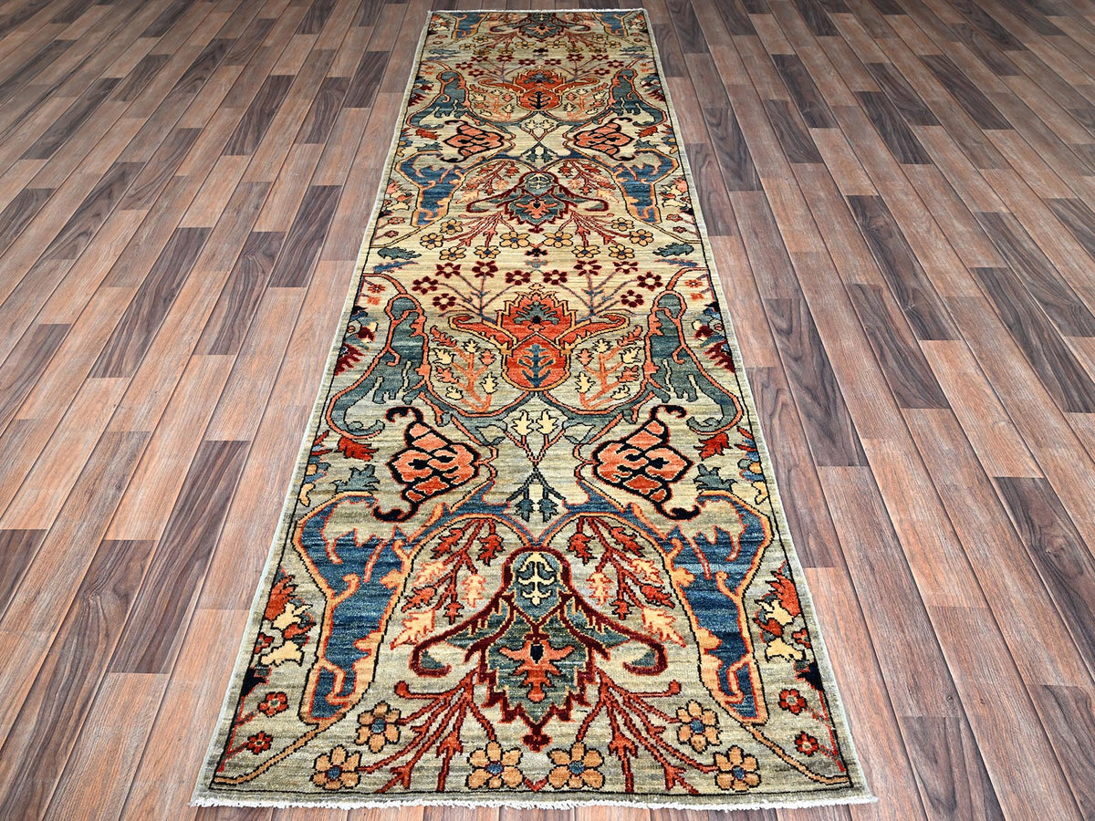 Tribal & Geometric hand-knotted wool runner in Gray, 2'9" x 9'10" — SKU O01068 (view 2)