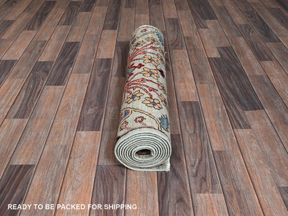 Tribal & Geometric hand-knotted wool runner in Gray, 2'9" x 9'10" — SKU O01068 (view 5)
