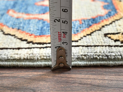 Tribal & Geometric hand-knotted wool runner in Gray, 2'9" x 9'10" — SKU O01068 (view 6)
