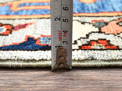Tribal & Geometric hand-knotted wool runner in Gray, 2'6" x 8'1" — SKU O01069 (view 6)