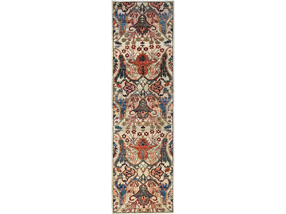 Tribal & Geometric hand-knotted wool runner in Gray, 2'8" x 9'7" — SKU O01070