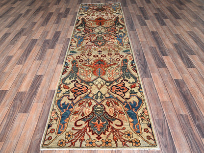 Tribal & Geometric hand-knotted wool runner in Gray, 2'8" x 9'7" — SKU O01070 (view 2)