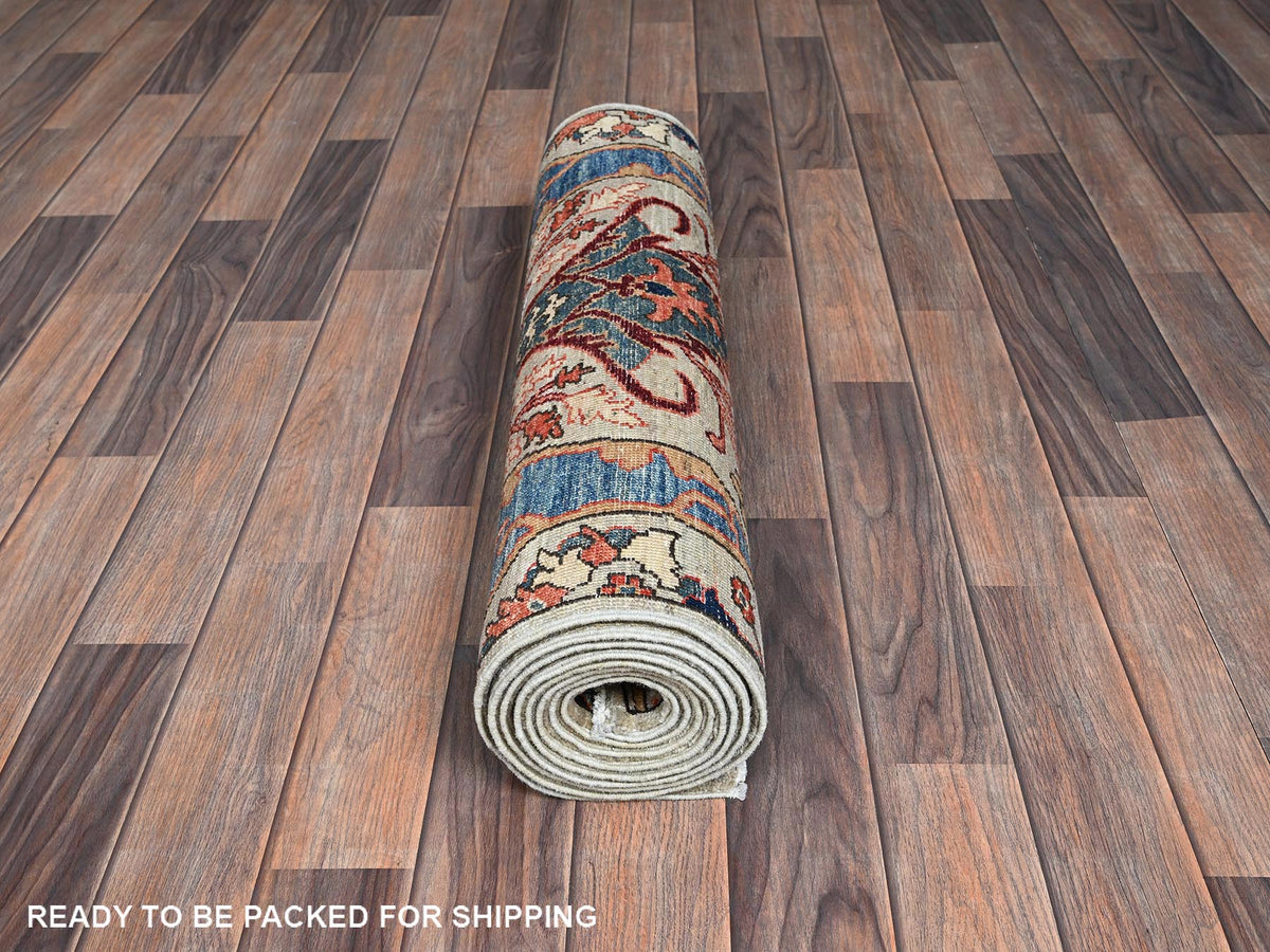 Tribal & Geometric hand-knotted wool runner in Gray, 2'8" x 9'7" — SKU O01070 (view 5)