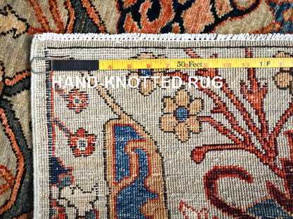 Tribal & Geometric hand-knotted wool runner in Gray, 2'8" x 9'7" — SKU O01070 (view 7)