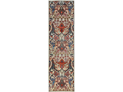 Tribal & Geometric hand-knotted wool runner in Gray, 2'9" x 9'10" — SKU O01071