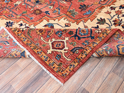 Red 10'2" x 13'8" Tribal & Geometric Hand knotted Wool Rug - Sku: O01094