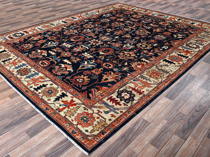 Blue 9'2" x 11'10" Tribal & Geometric Hand knotted Wool Rug - Sku: O01099