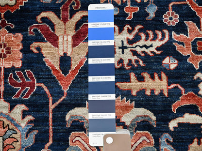 Blue 9'2" x 11'10" Tribal & Geometric Hand knotted Wool Rug - Sku: O01099