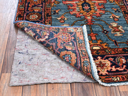 Heriz Tribal & Geometric hand-knotted wool runner in Blue & Midnight Blue, 2'9" x 12'10" — SKU O01106 (view 3)