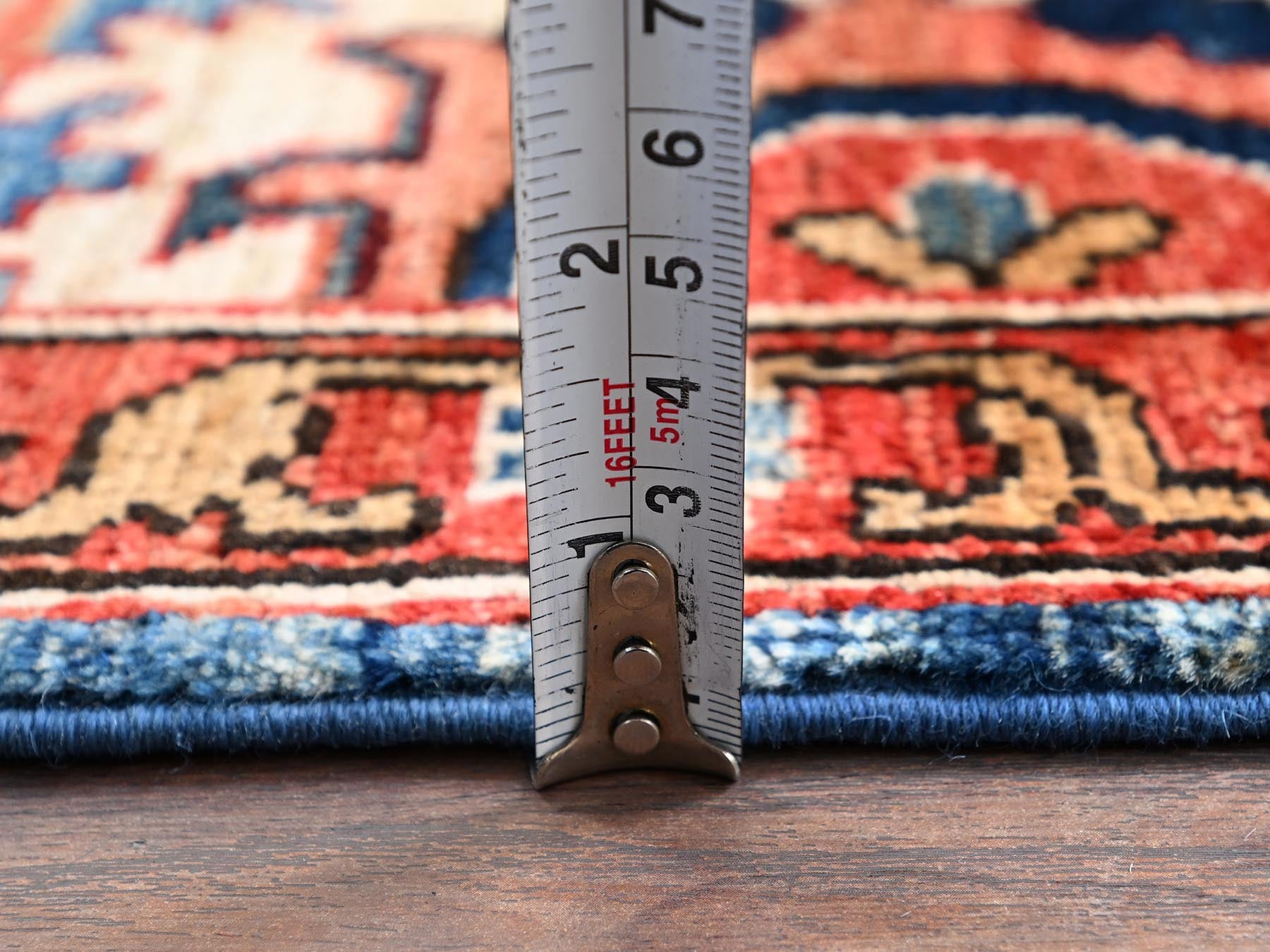 Heriz Tribal & Geometric hand-knotted wool runner in Blue & Red, 2'8" x 9'11" — SKU O01107 (view 6)