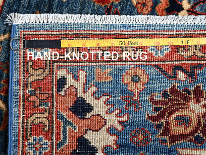 Heriz Tribal & Geometric hand-knotted wool runner in Blue & Red, 2'9" x 9'9" — SKU O01108 (view 7)