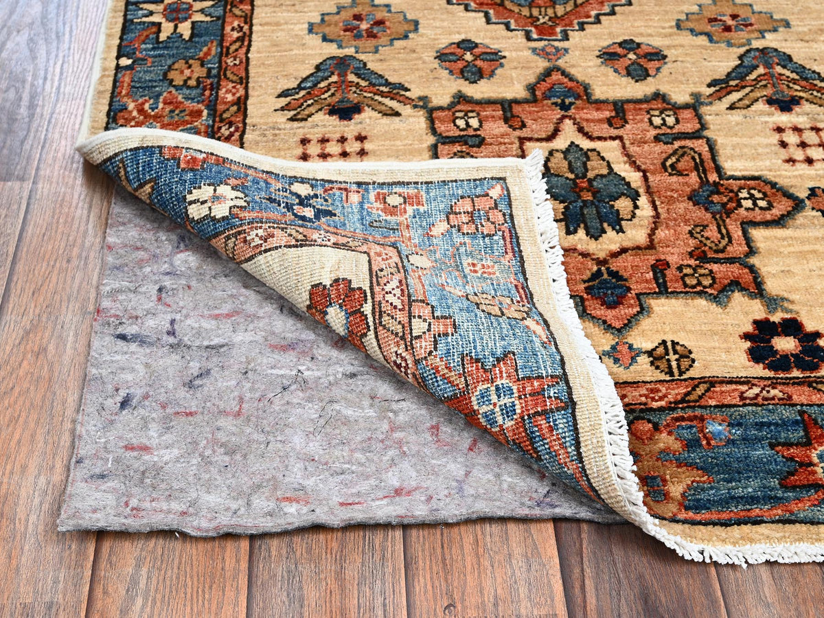 Tribal Tribal & Geometric hand-knotted wool runner in Ivory & Blue, 2'9" x 11'9" — SKU O01109 (view 3)