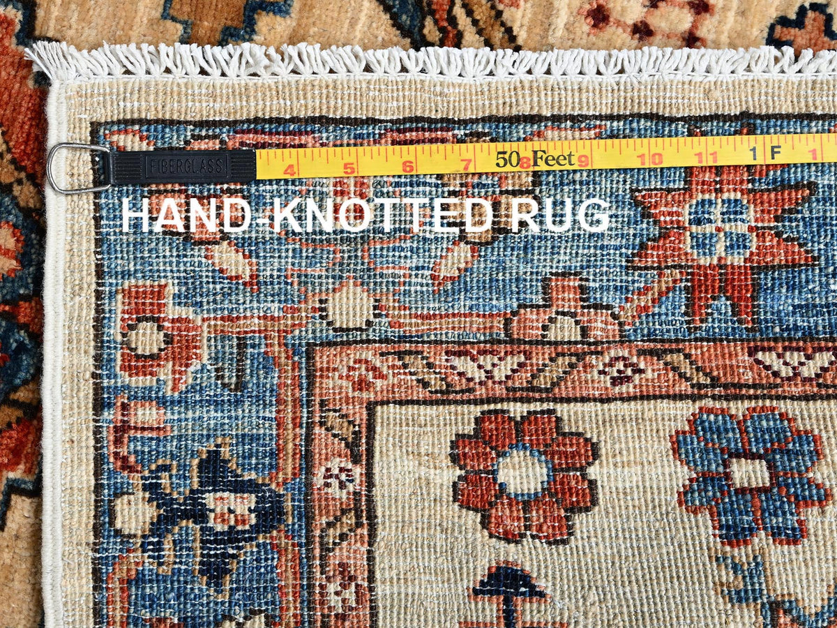 Tribal Tribal & Geometric hand-knotted wool runner in Ivory & Blue, 2'9" x 11'9" — SKU O01109 (view 7)