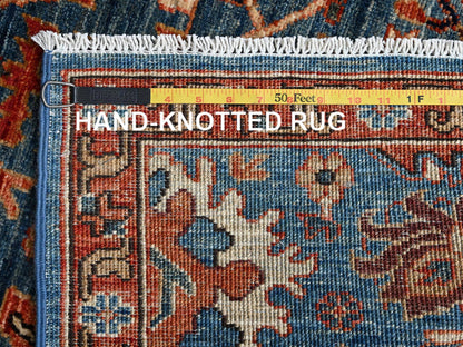 Heriz Tribal & Geometric hand-knotted wool runner in Blue & Red, 2'11" x 9'11" — SKU O01117 (view 7)