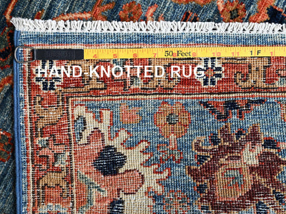 Blue 2'7" x 9'9" Tribal & Geometric Hand knotted Wool Rug - Sku: O01120