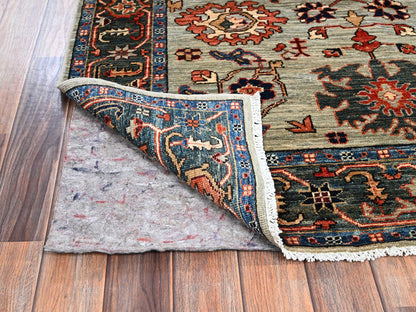 Green 4'2" x 11'9" Tribal & Geometric Hand knotted Wool Rug - Sku: O01130