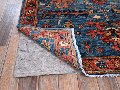 Blue 4'1" x 9'10" Tribal & Geometric Hand knotted Wool Rug - Sku: O01135