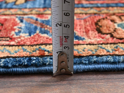 Blue 4'1" x 9'10" Tribal & Geometric Hand knotted Wool Rug - Sku: O01135