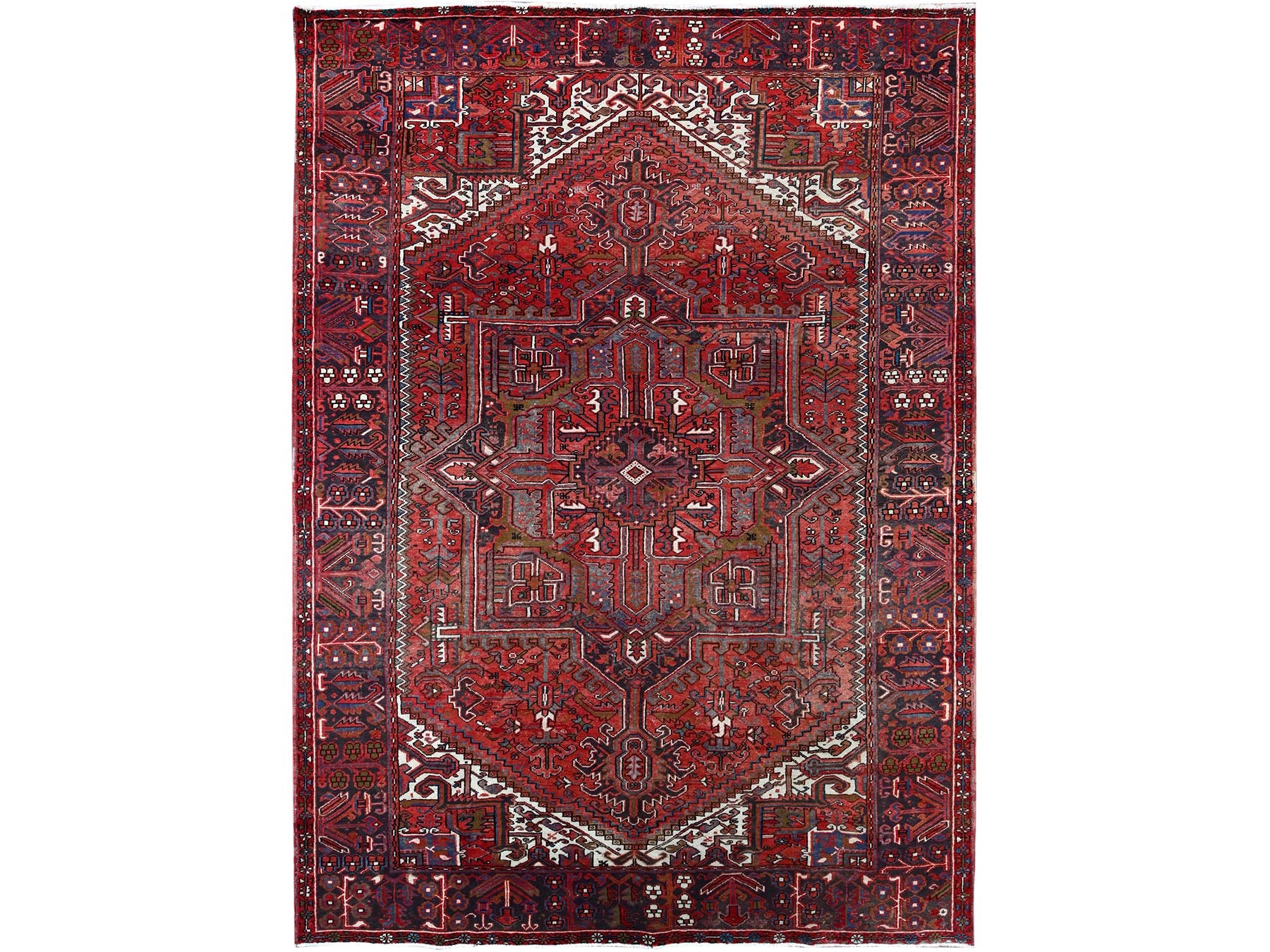 Heriz Traditional hand-knotted wool rug in Red, 7'10" x 11'4", SKU O0113