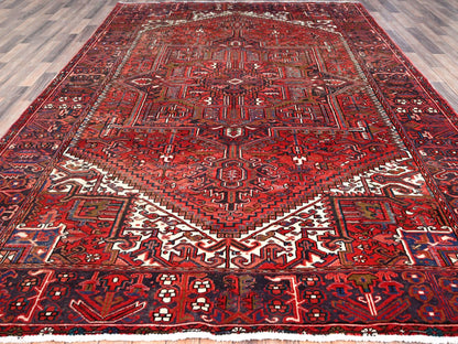 Red 7'10" x 11'4" Traditional Hand knotted Wool Rug - Sku: O0113