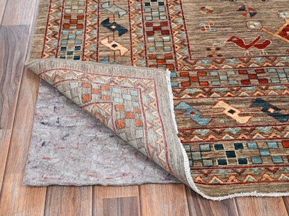 Grey 9'1" x 11'6" Tribal & Geometric Hand knotted Wool Rug - Sku: O01143
