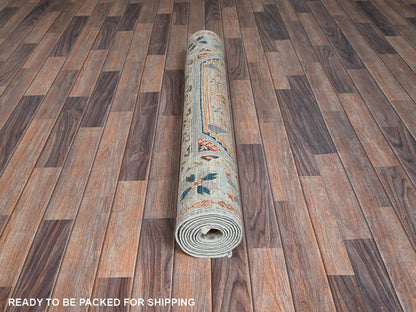 Green 3'11" x 9'5" Tribal & Geometric Hand knotted Wool Rug - Sku: O01145