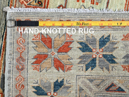 Green 3'11" x 9'5" Tribal & Geometric Hand knotted Wool Rug - Sku: O01145