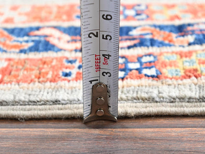 Tribal & Geometric hand-knotted wool runner in Gray & Navy Blue, 2'9" x 7'11" — SKU O01146 (view 6)