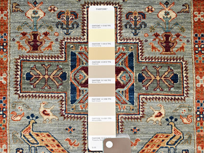 Grey 2'7" x 11'3" Tribal & Geometric Hand knotted Wool Rug - Sku: O01148
