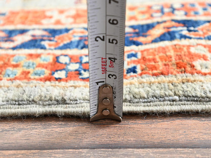 Tribal & Geometric hand-knotted wool runner in Gray & Navy Blue, 2'7" x 11'3" — SKU O01148 (view 6)