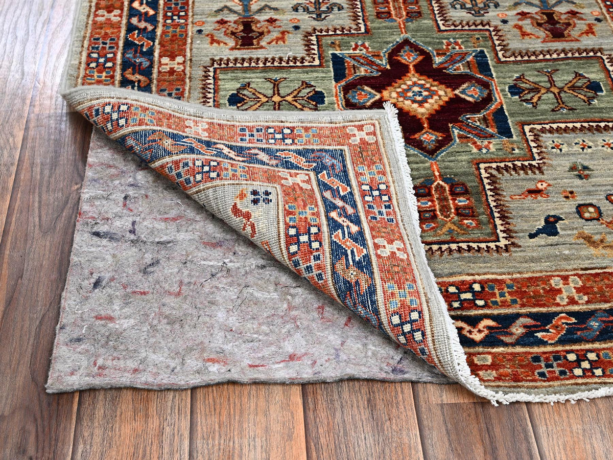 Tribal & Geometric hand-knotted wool runner in Gray & Navy Blue, 2'8" x 9'7" — SKU O01150 (view 3)