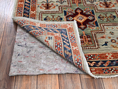 Tribal & Geometric hand-knotted wool runner in Gray & Navy Blue, 2'8" x 9'7" — SKU O01150 (view 3)