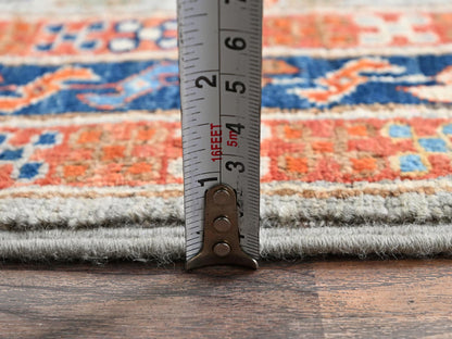 Tribal & Geometric hand-knotted wool runner in Gray & Navy Blue, 2'8" x 9'7" — SKU O01150 (view 6)