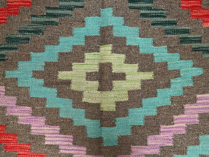 Kilim Flat-Weave hand-knotted wool runner in Gray, 2'9" x 9'10" — SKU O01170 (view 2)
