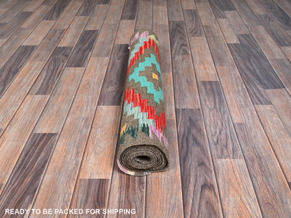 Kilim Flat-Weave hand-knotted wool runner in Gray, 2'9" x 9'10" — SKU O01170 (view 5)