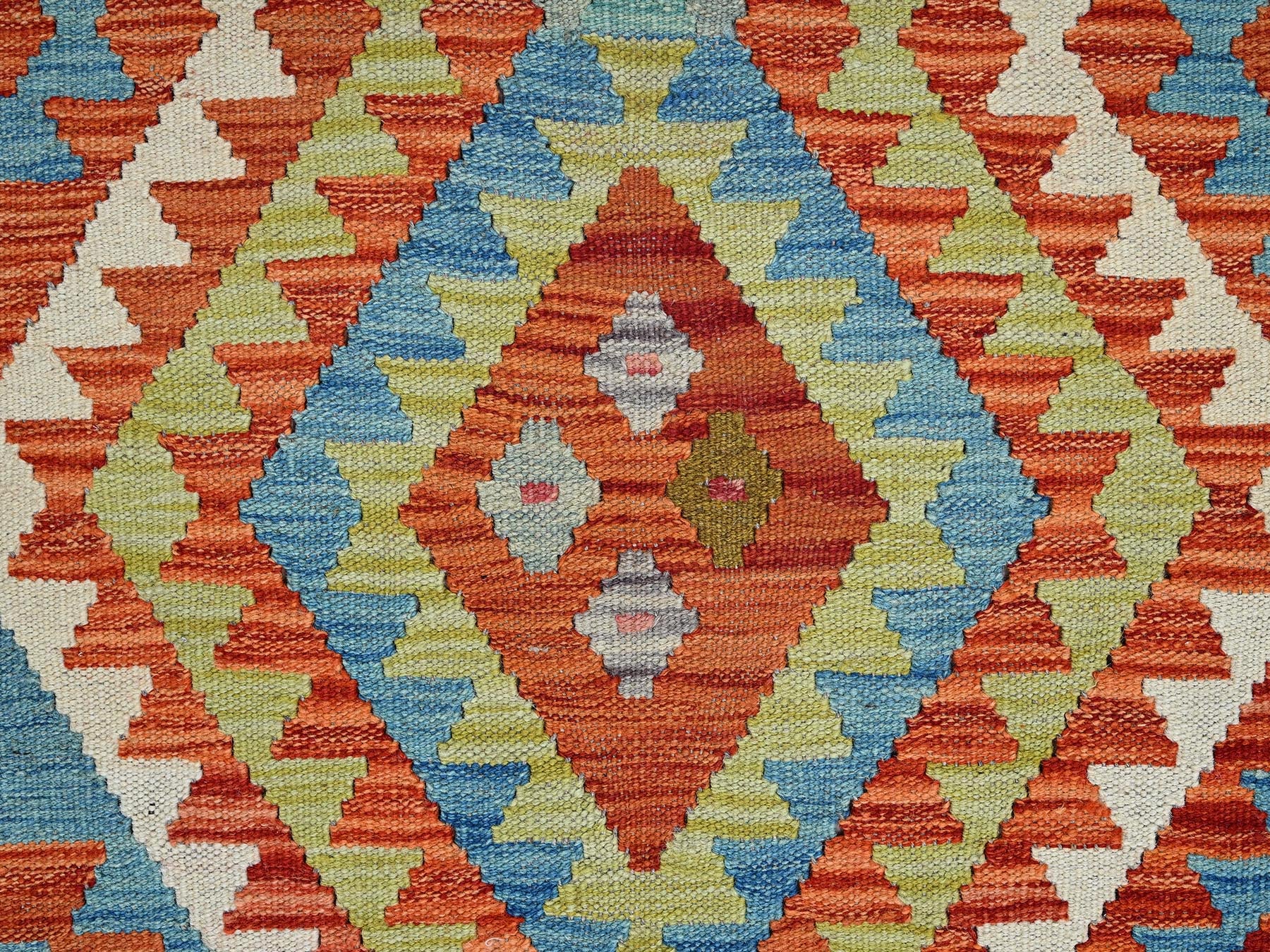 Kilim Flat-Weave hand-knotted wool rug in Orange, 2'2" x 3'2" — SKU O01179 (view 2)