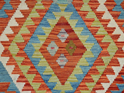 Kilim Flat-Weave hand-knotted wool rug in Orange, 2'2" x 3'2" — SKU O01179 (view 2)