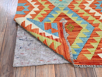 Kilim Flat-Weave hand-knotted wool rug in Orange, 2'2" x 3'2" — SKU O01179 (view 3)